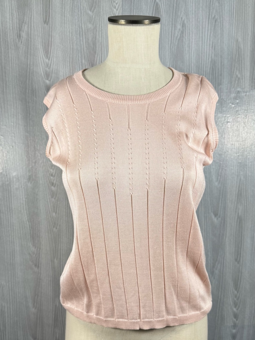 Vintage COMPOSITION New York Blush Pink Silk Lightweight Sweater Sz M